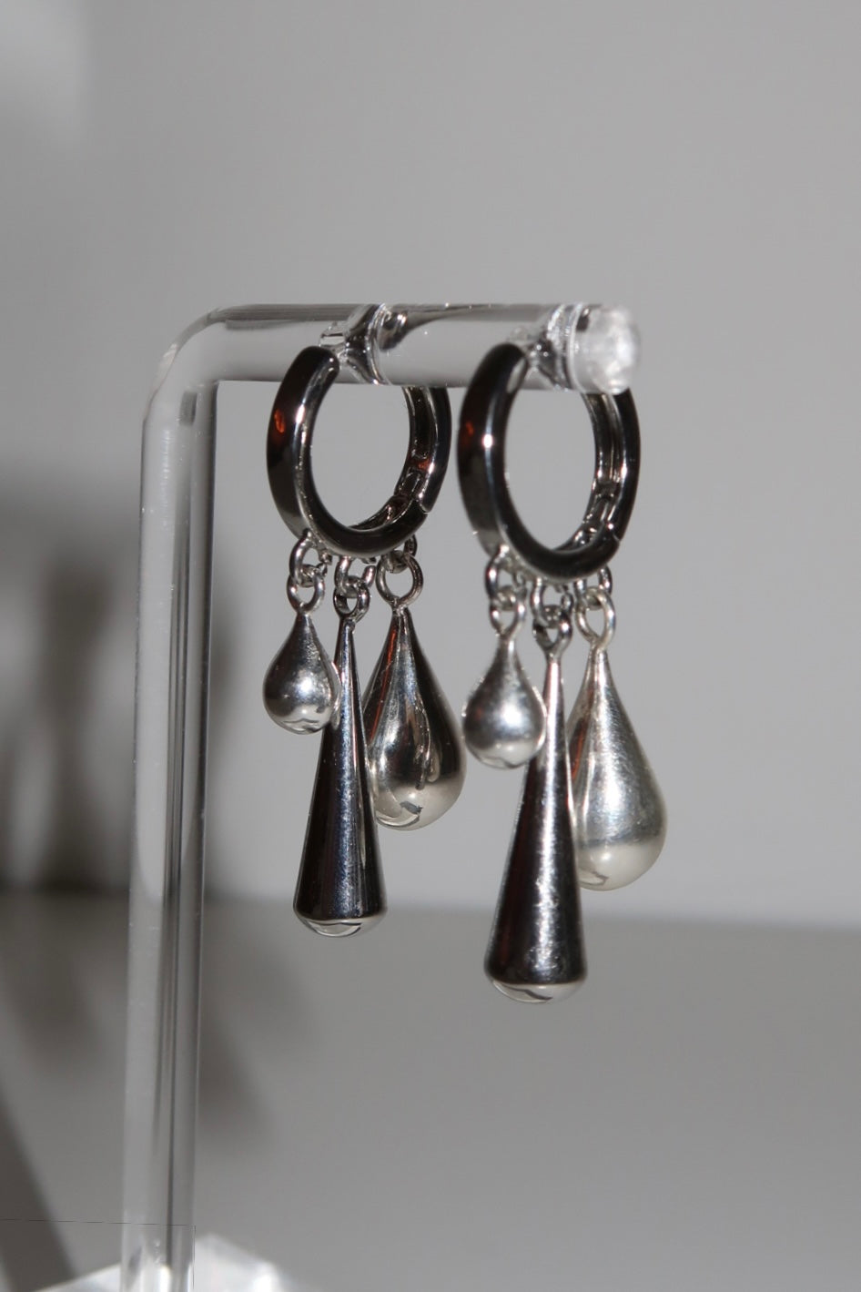 Sterling silver teardrop trio mini hoops