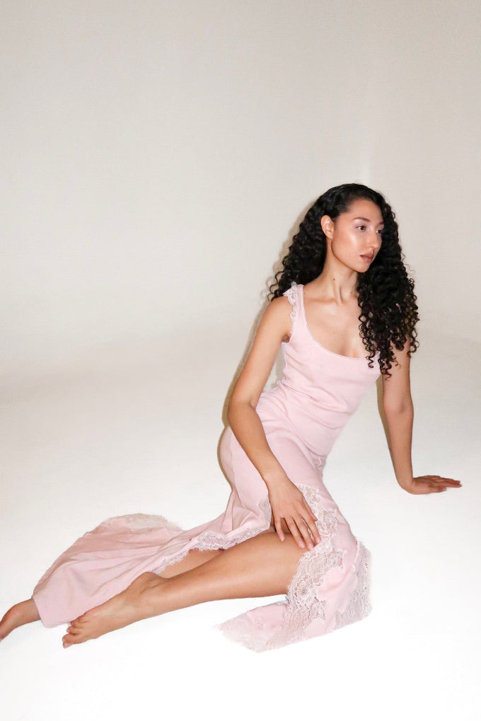 Pointelle and lace sleeveless maxi dress – Oisrí