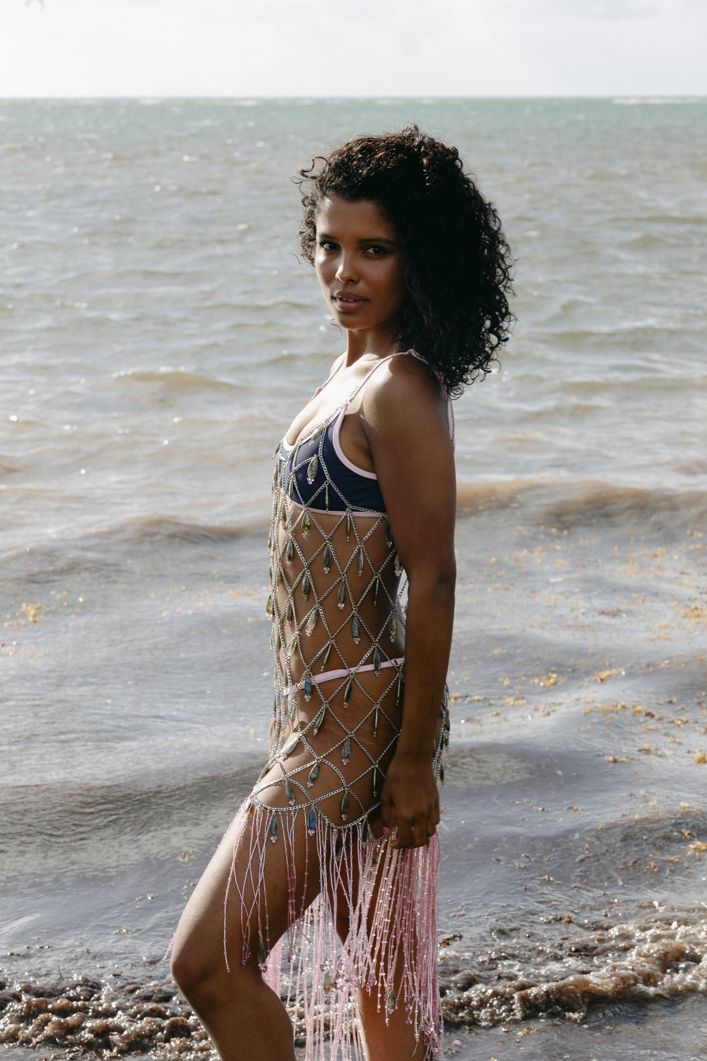 Aura asymmetrical chain dress